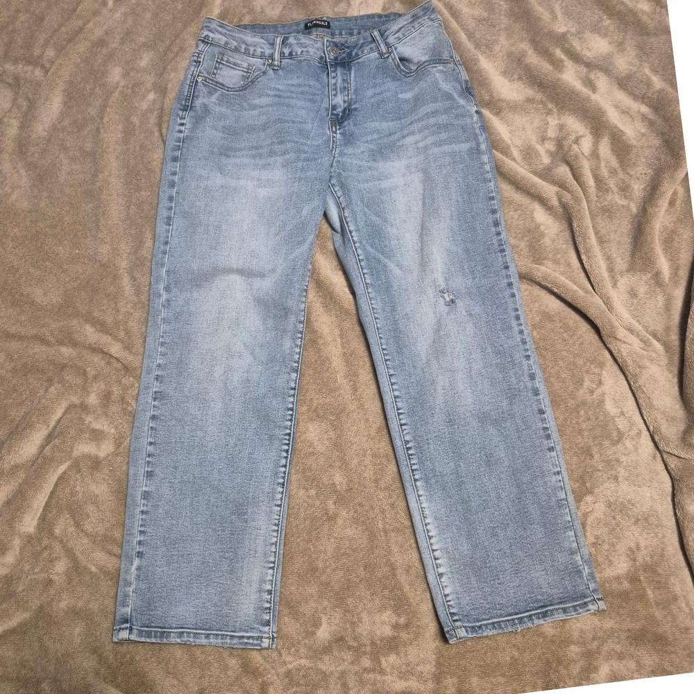 Flamingals Womens Light Wash Cropped Distressed Jeans Size M 264015 XH
